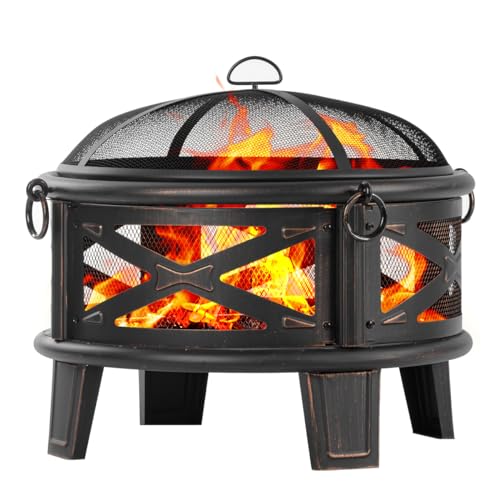 MistMo 26 Inch Fire Pit Cooking Grill, Outdoor