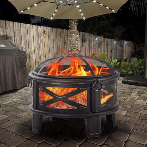 MistMo 26 Inch Fire Pit Cooking Grill, Outdoor