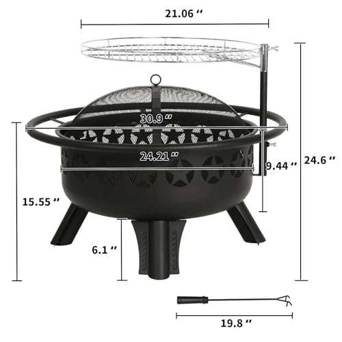 Hykolity 2 in 1 Fire Pit Grill Set