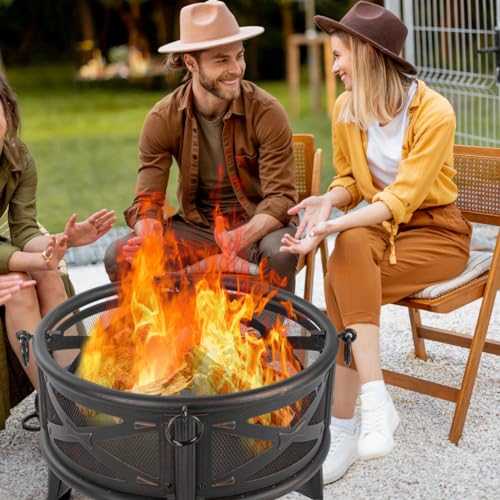 MistMo 26 Inch Fire Pit Cooking Grill, Outdoor