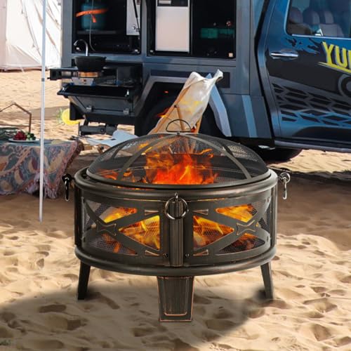MistMo 26 Inch Fire Pit Cooking Grill, Outdoor