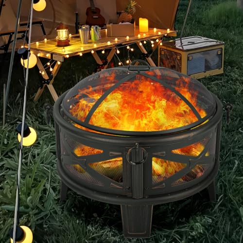 MistMo 26 Inch Fire Pit Cooking Grill, Outdoor