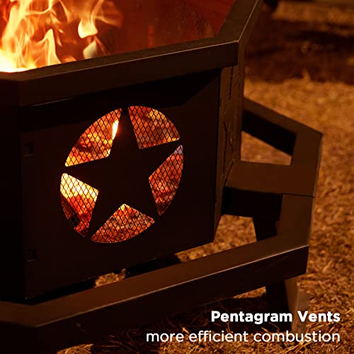 35" octagonal wood burning fire pit for outdoor BBQ