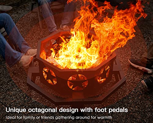 35" octagonal wood burning fire pit for outdoor BBQ