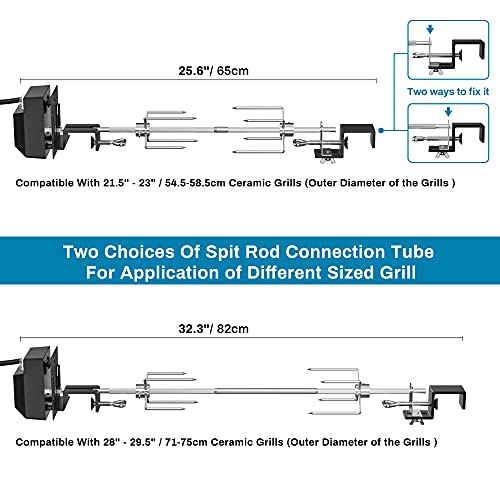 Stainless Steel Rotisserie Kit for Large Ceramic Grills