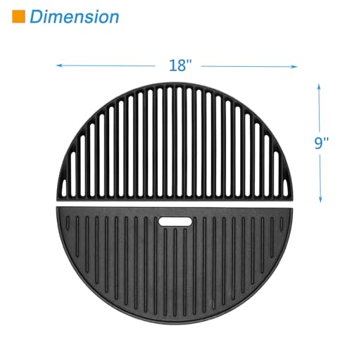 18" Half Moon Cooking Grate for Kamado Joe, Big Green Egg & Vision Grill