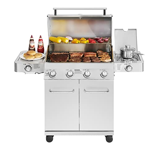 Monument 4-Burner Propane Gas Grill with Side Burners