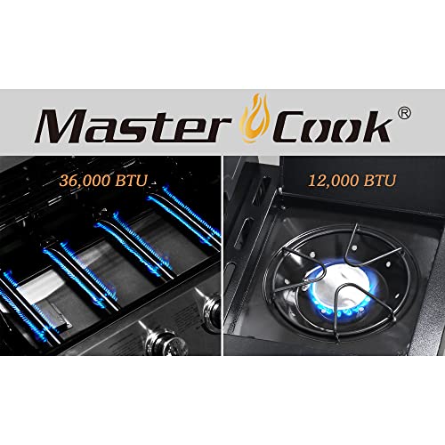 MASTER COOK 4-Burner Gas BBQ Grill with Side Burner