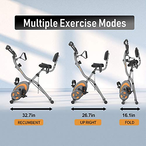 Leikefitness Folding Recumbent Exercise Bike with Arm Resistance