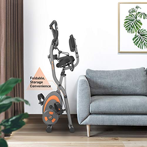 Leikefitness Folding Recumbent Exercise Bike with Arm Resistance