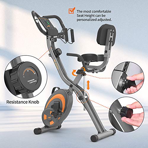 Leikefitness Folding Recumbent Exercise Bike with Arm Resistance