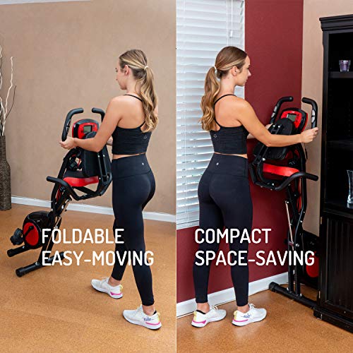 YYFITT 2-in-1 Foldable Exercise Bike with Resistance Bands