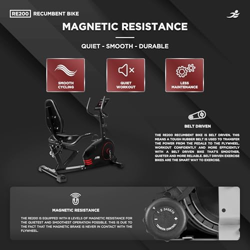 JLL RE200 Recumbent Exercise Bike, 8 Levels Resistance