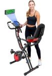 YYFITT 2-in-1 Foldable Exercise Bike with Resistance Bands