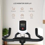 HOMCOM Indoor Exercise Bike with Flywheel and Monitor