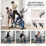 SPORTNOW Adjustable Indoor Exercise Bike with Heart Rate Sensor