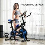 SPORTNOW Adjustable Indoor Exercise Bike with Heart Rate Sensor
