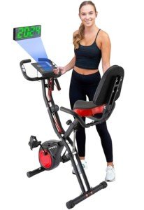 YYFITT 2-in-1 Foldable Exercise Bike with Resistance Bands