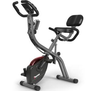 PASYOU Foldable Magnetic Exercise Bike with LCD Monitor