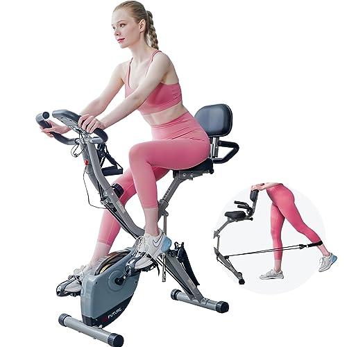 AceFuture 4-IN-1 Folding Exercise Bike with Bands, 16 Resistance Levels