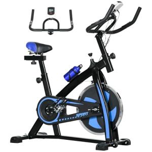 SPORTNOW Adjustable Indoor Exercise Bike with Heart Rate Sensor