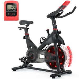 Jupgod Indoor Cycling Exercise Bike, LCD Monitor, Comfortable Seat