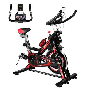 Jupgod Indoor Cycling Exercise Bike, LCD Monitor, Comfortable Seat
