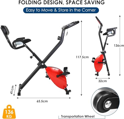 X Bike: Foldable with 8 Resistance Levels, Backrest