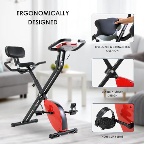 X Bike: Foldable with 8 Resistance Levels, Backrest