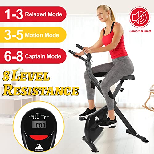 EVOLAND Fitness Bike with LCD Display and 8-Level Resistance