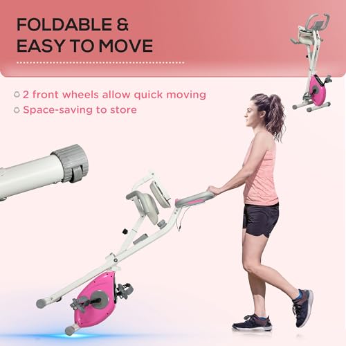 HOMCOM Folding Exercise Bike with Magnetic Resistance - White