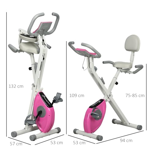 HOMCOM Folding Exercise Bike with Magnetic Resistance - White