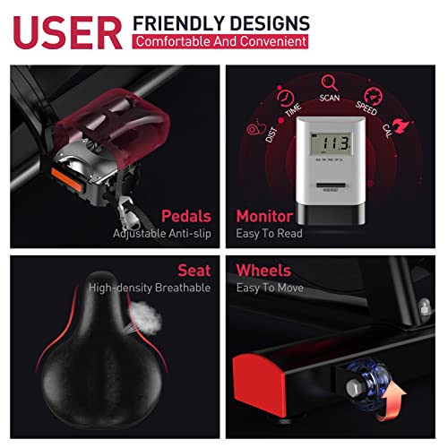 JOROTO X2 Exercise Bike - 136kg Weight Capacity & Magnetic Resistance &16kg Flywheel & Belt Drive
