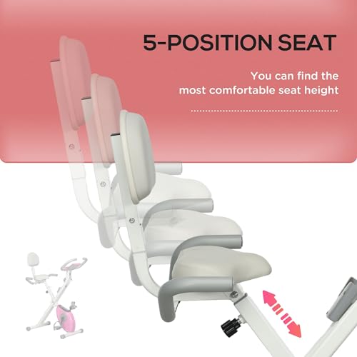 HOMCOM Folding Exercise Bike with Magnetic Resistance - White