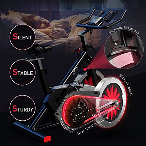 JOROTO X2 Exercise Bike - 136kg Weight Capacity & Magnetic Resistance &16kg Flywheel & Belt Drive