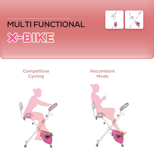 HOMCOM Folding Exercise Bike with Magnetic Resistance - White