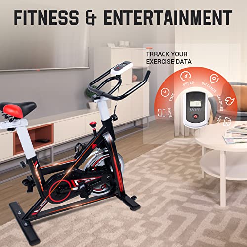 EVOLAND Indoor Cycling Exercise Bike with LCD Monitor