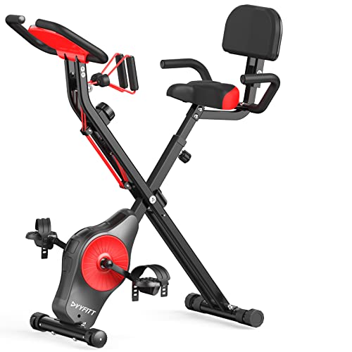 Foldable Fitness Bike with Resistance Bands, 16 Magnetic Levels
