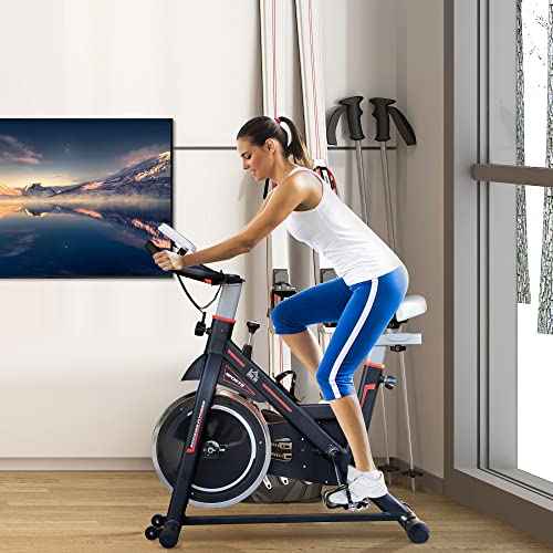 HOMCOM Indoor Cycling Bike with LCD Display, Heart Rate Sensor