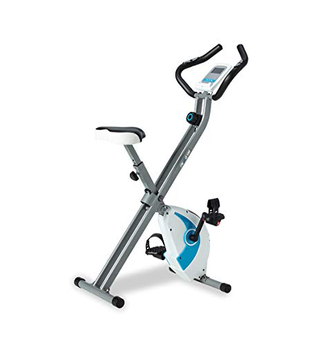 Foldable Upright Exercise Bike with Adjustable Resistance - Blue