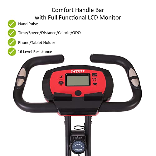 Foldable Fitness Bike with Resistance Bands, 16 Magnetic Levels