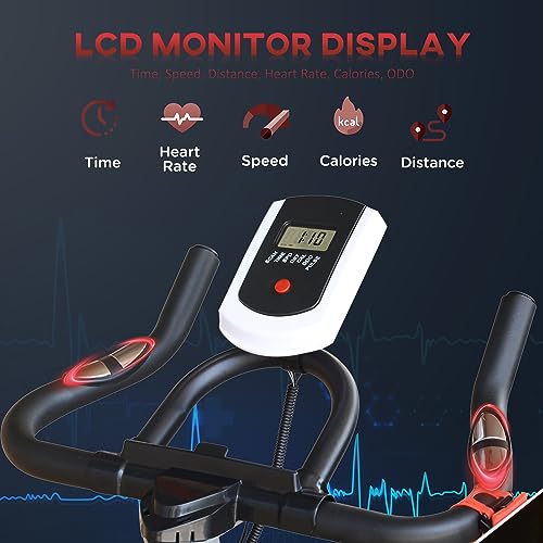 HOMCOM Indoor Cycling Bike with LCD Display, Heart Rate Sensor