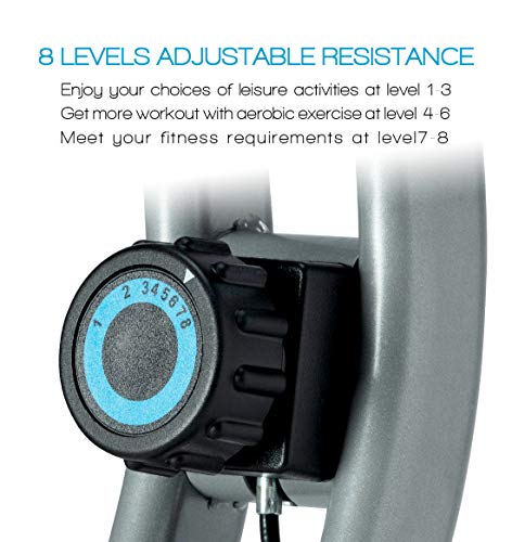 Foldable Upright Exercise Bike with Adjustable Resistance - Blue