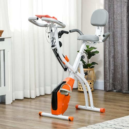 HOMCOM 2-in-1 Foldable Recumbent Exercise Bike, 8-Level Resistance