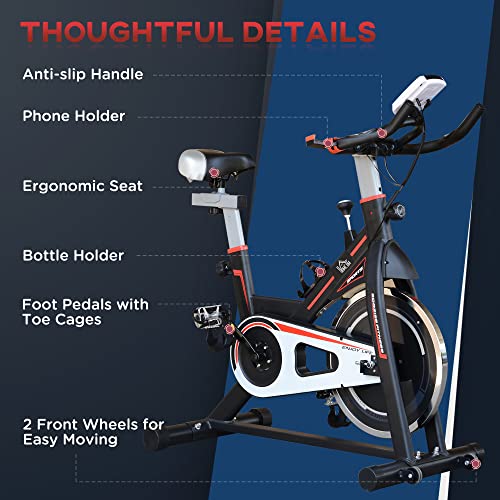 HOMCOM Indoor Cycling Bike with LCD Display, Heart Rate Sensor