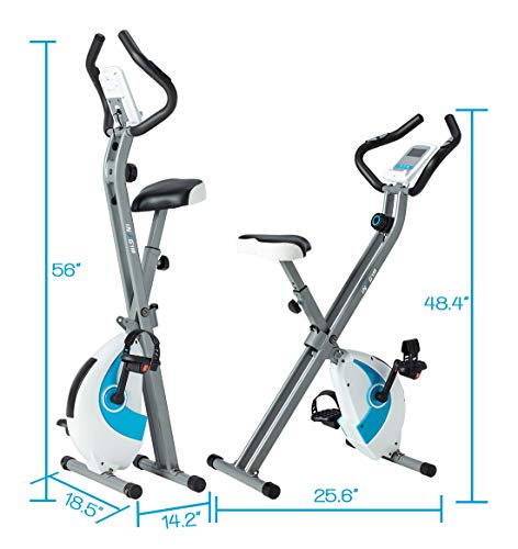 Foldable Upright Exercise Bike with Adjustable Resistance - Blue