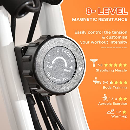 HOMCOM 2-in-1 Foldable Recumbent Exercise Bike, 8-Level Resistance