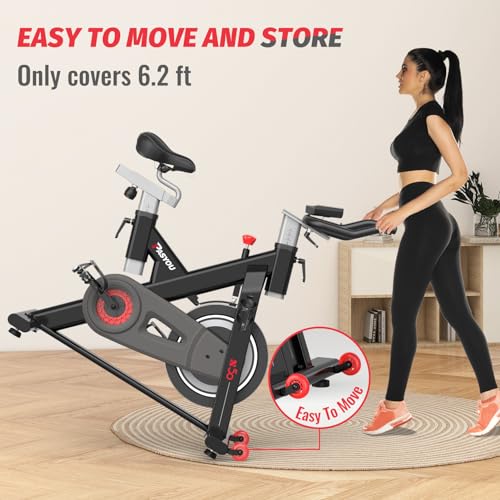 PASYOU Exercise Bike with Magnetic Resistance and LCD Display