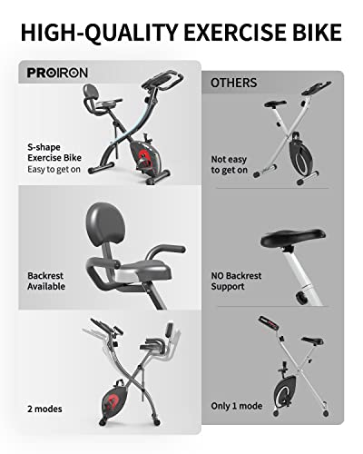 PROIRON 3-in-1 Foldable Exercise Bike with Resistance Bands