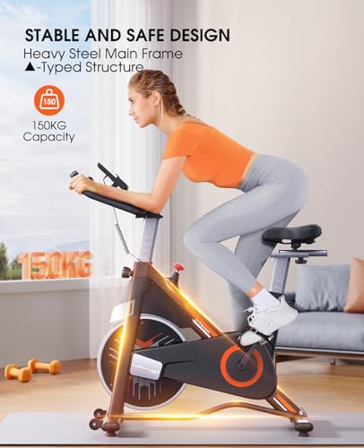 Indoor Cycling Bike with 150KG Weight Capacity & Monitor